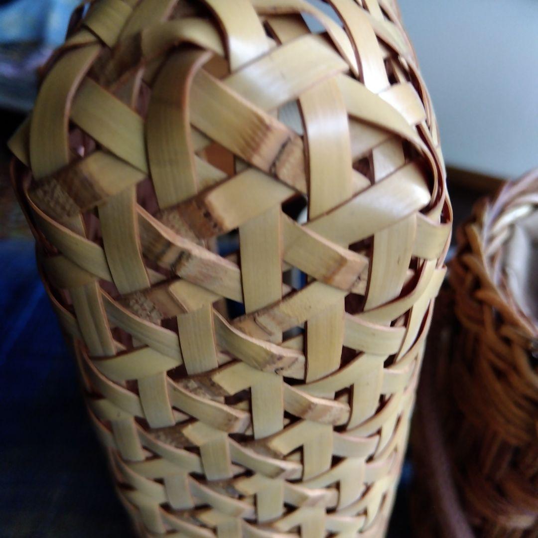 大分　別府　竹細工　作家物　亀甲編み　籠バッグ