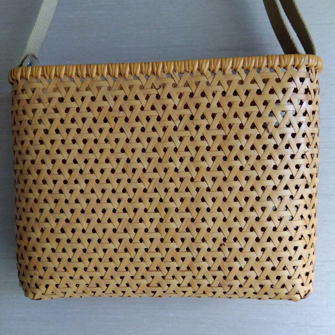 大分　別府　竹細工　作家物　亀甲編み　籠バッグ
