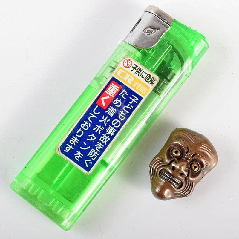 スー 時代金工　和装小物　古銅　能面帯留　時代箱付　M　R4979
