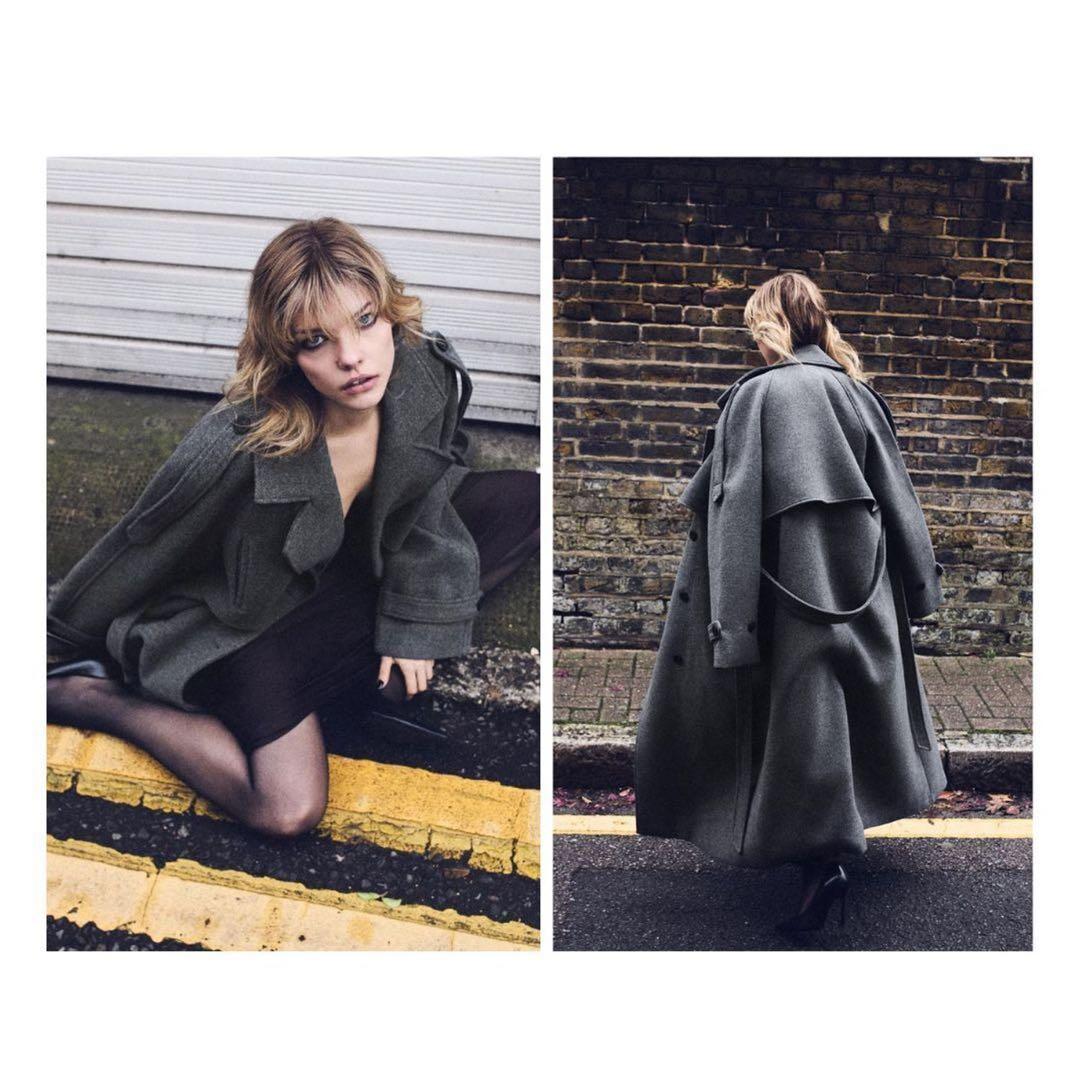 15ZARA ダブルブレストコート　ベルトとループ付