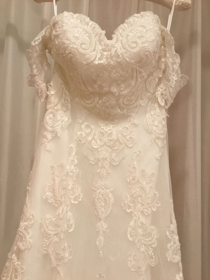 YNS WEEDINGオフショルダー レース Aラインウェディングドレス