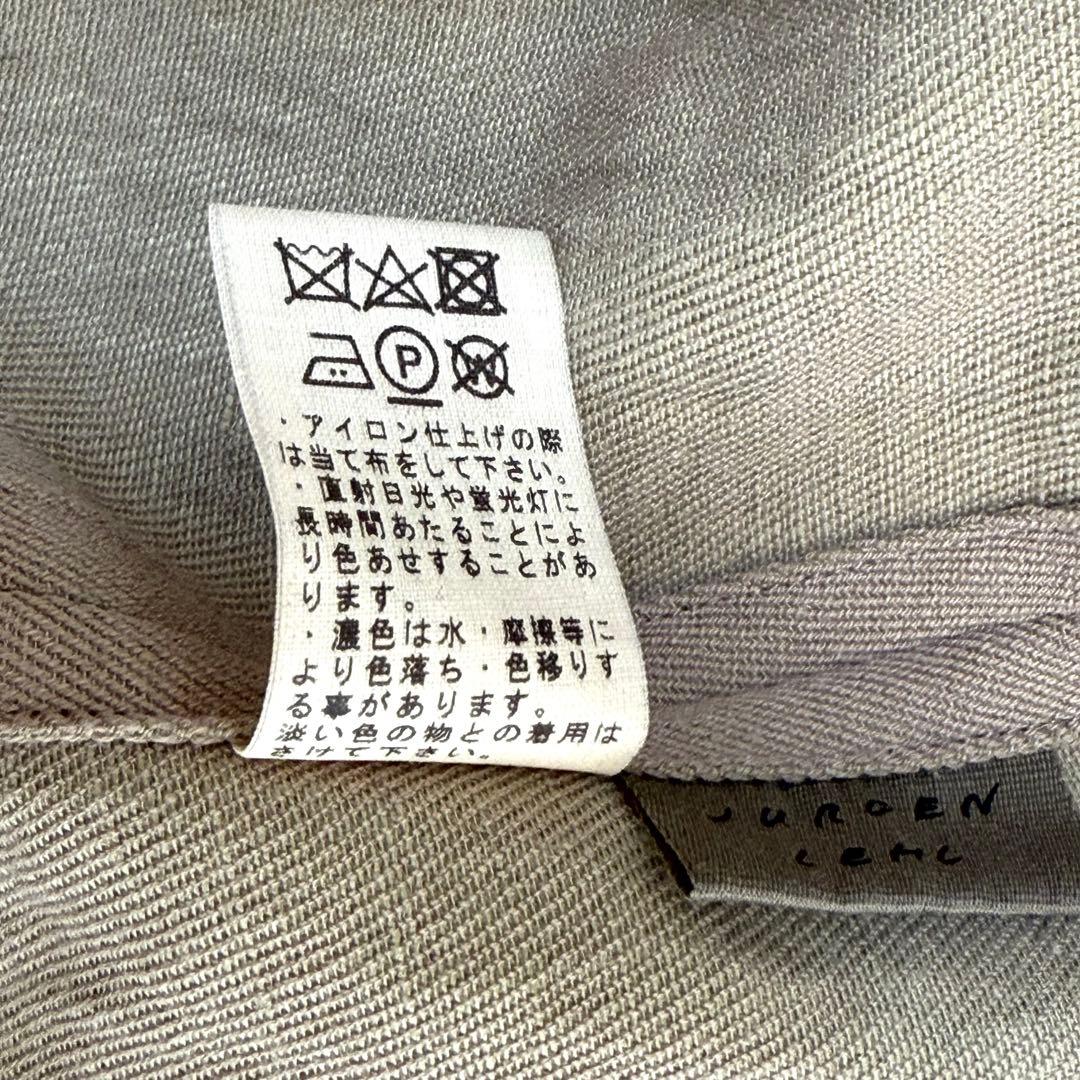 【ヨーガンレール】リネンノーカラースプリングコート（M）カーキ　コットン