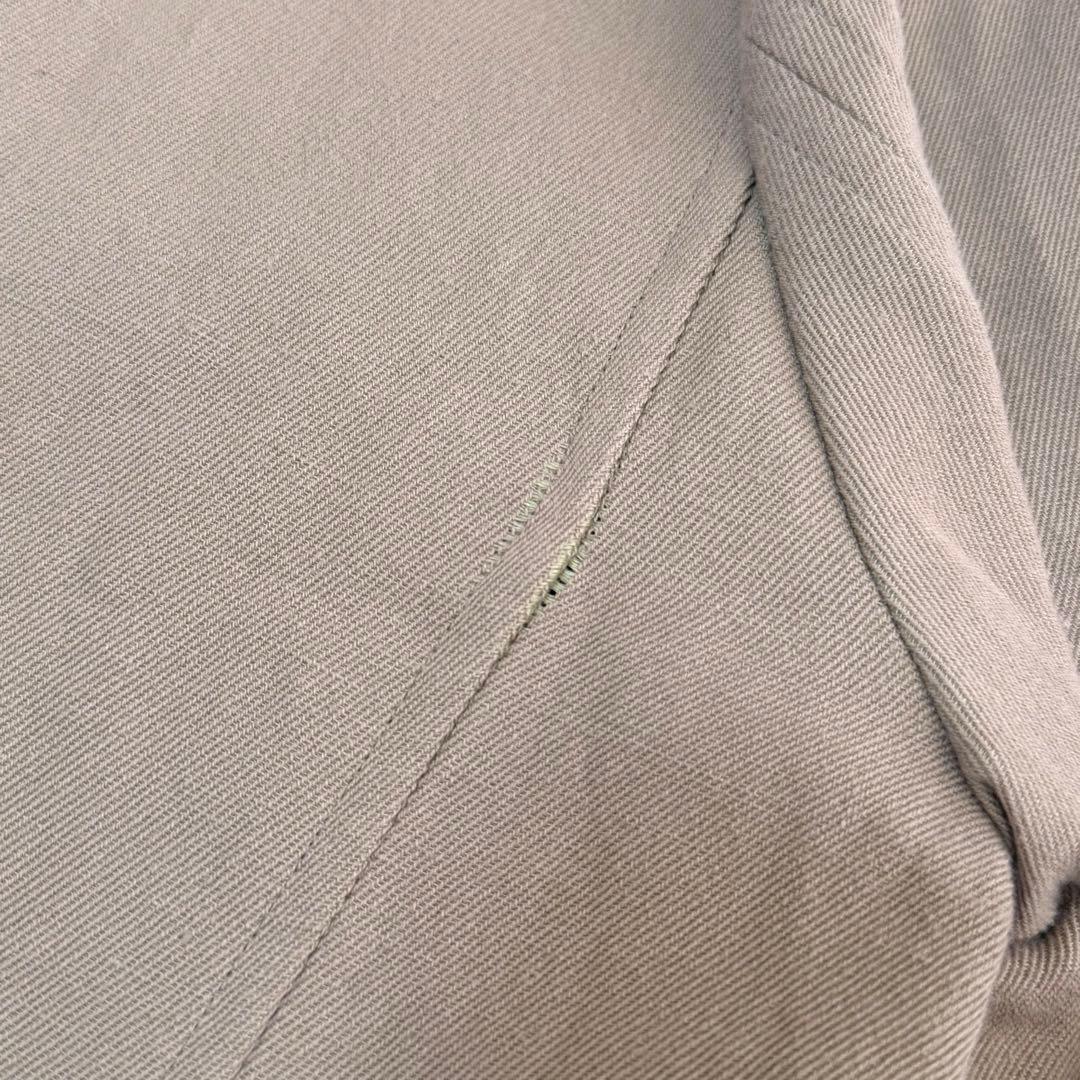 【ヨーガンレール】リネンノーカラースプリングコート（M）カーキ　コットン