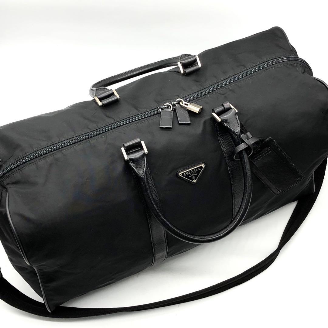 ✨美品✨プラダ ボストンバッグ 2way 三角ロゴ カデナ 大容量 ナイロン 黒