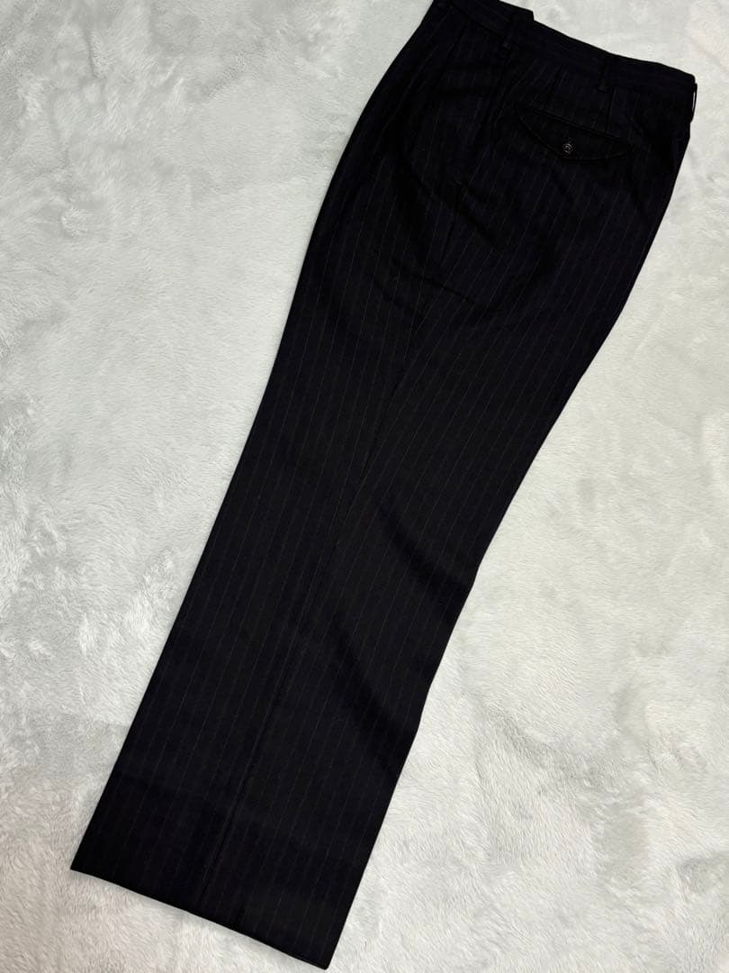 【美品】バーバリー　セットアップスーツ　濃紺ストライプ スーツ 表地毛100%