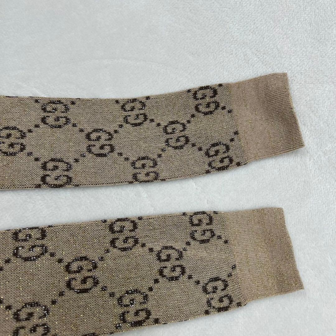 H627 新品未使用 23cm グッチ GGロゴ ラメ ハイソックス レディース