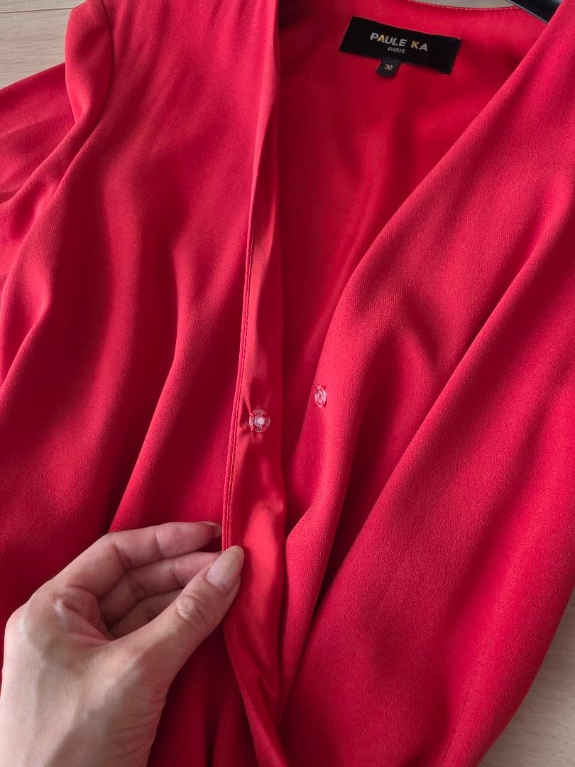 【美品】ポールカ ロングドレス ラップドレス キャバドレス ホステス 赤