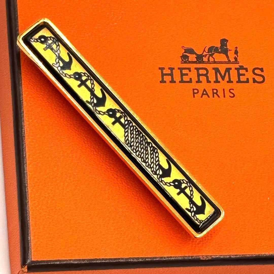 美品 希少 HERMES エルメス ネクタイピン エマイユ ゴールド ブラック