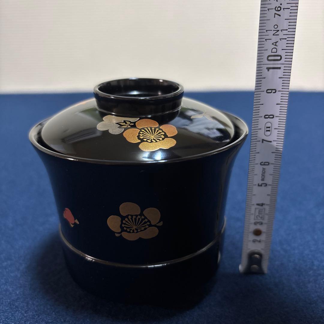 輪島塗　慶塚造　松笠形　吸物椀　梅紅葉　5客組