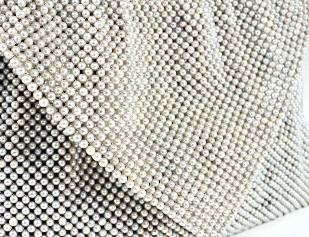 本真珠　パール　グレー ハンドバッグ 木箱付き