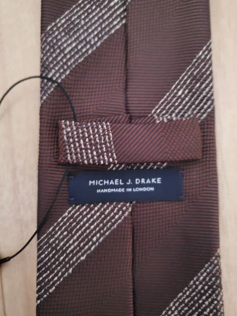 【新品未使用】DRAKE'S ブラウン ストライプ