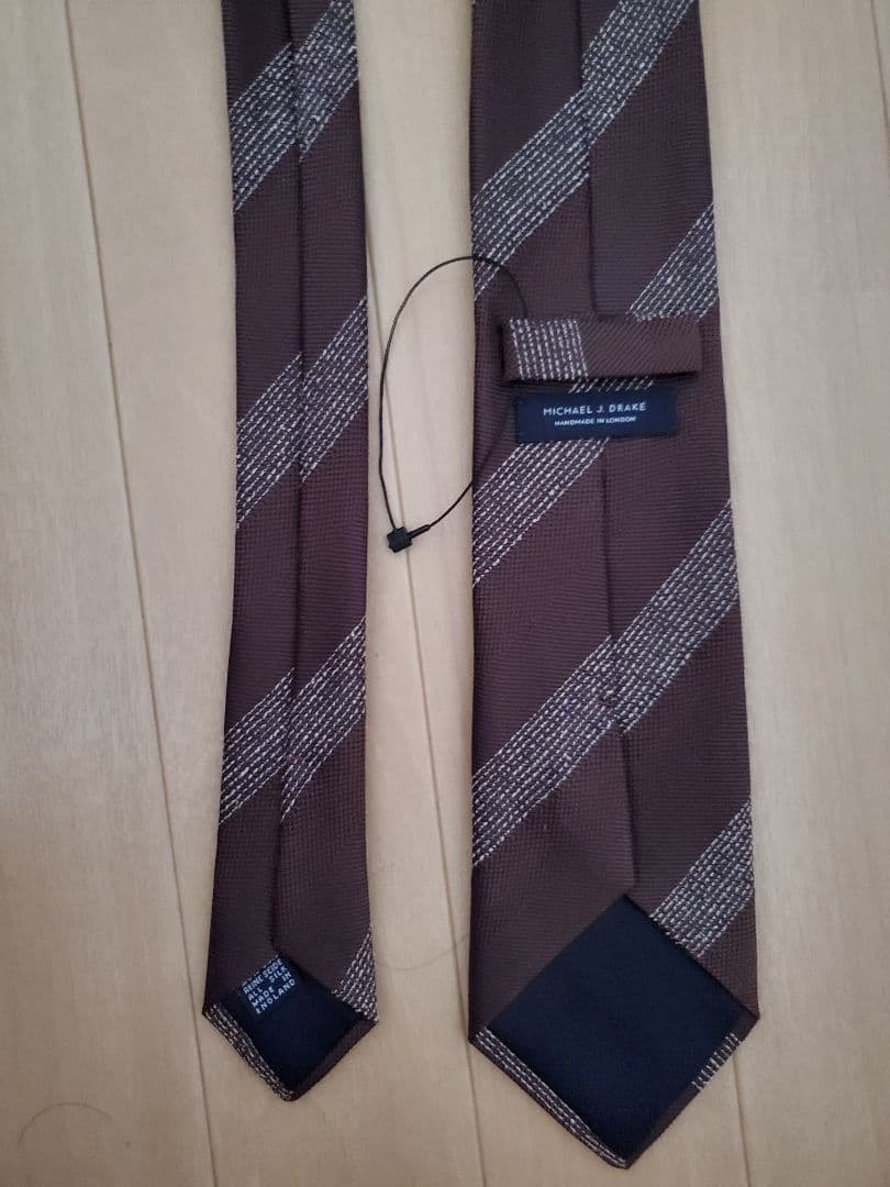 【新品未使用】DRAKE'S ブラウン ストライプ