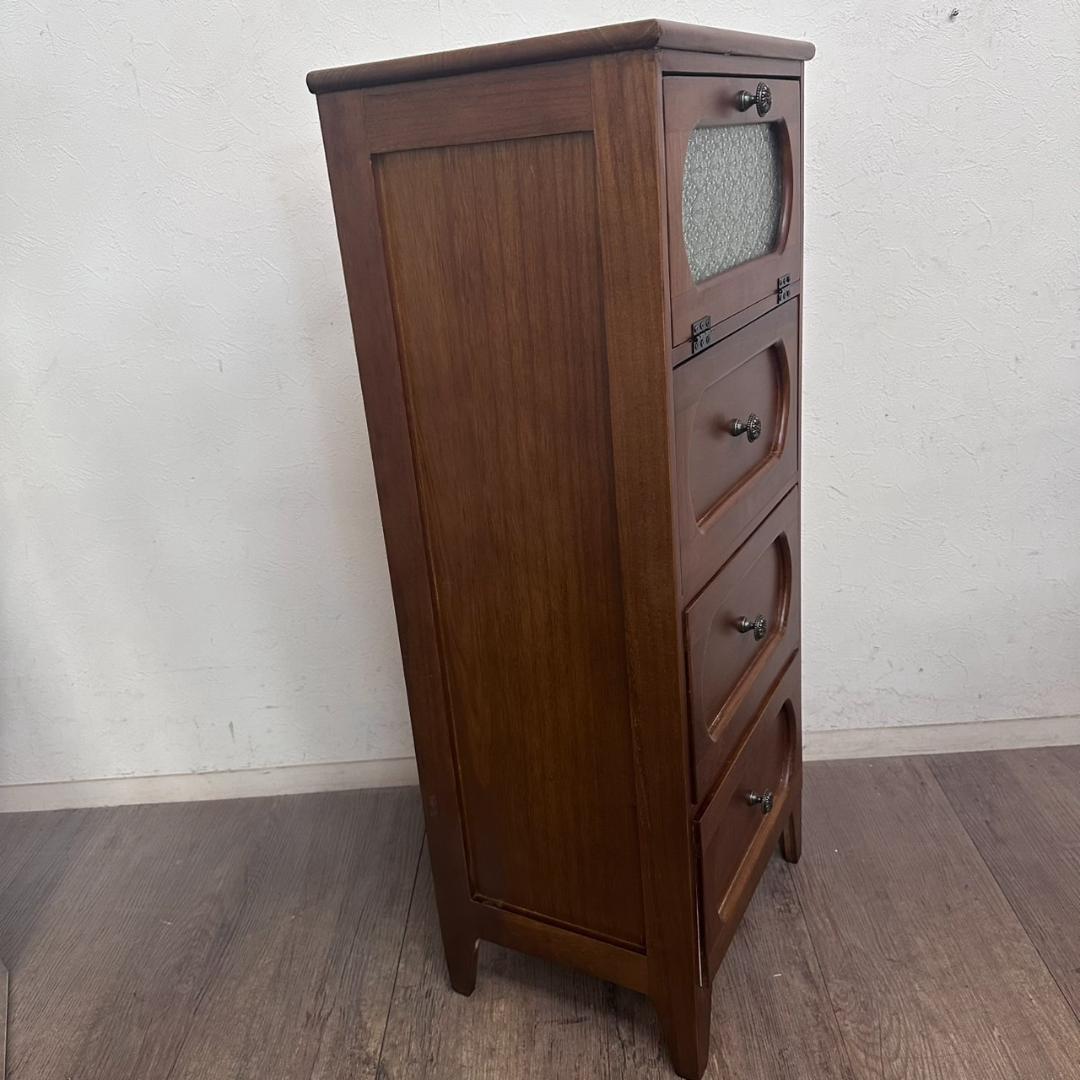 はな　訳あり　アンティーク調　擦りガラス　チェスト　 キャビネット