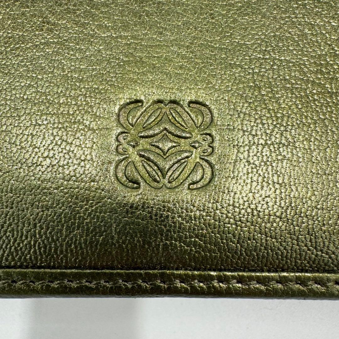 LOEWE ロエベ アナグラム レザー ラウンド 長財布 カーキゴールド