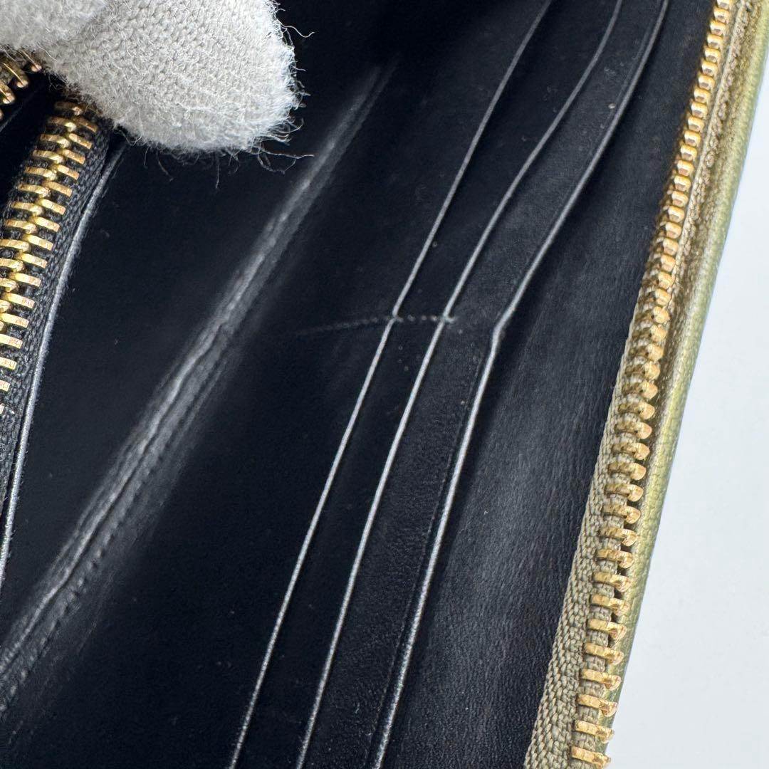 LOEWE ロエベ アナグラム レザー ラウンド 長財布 カーキゴールド