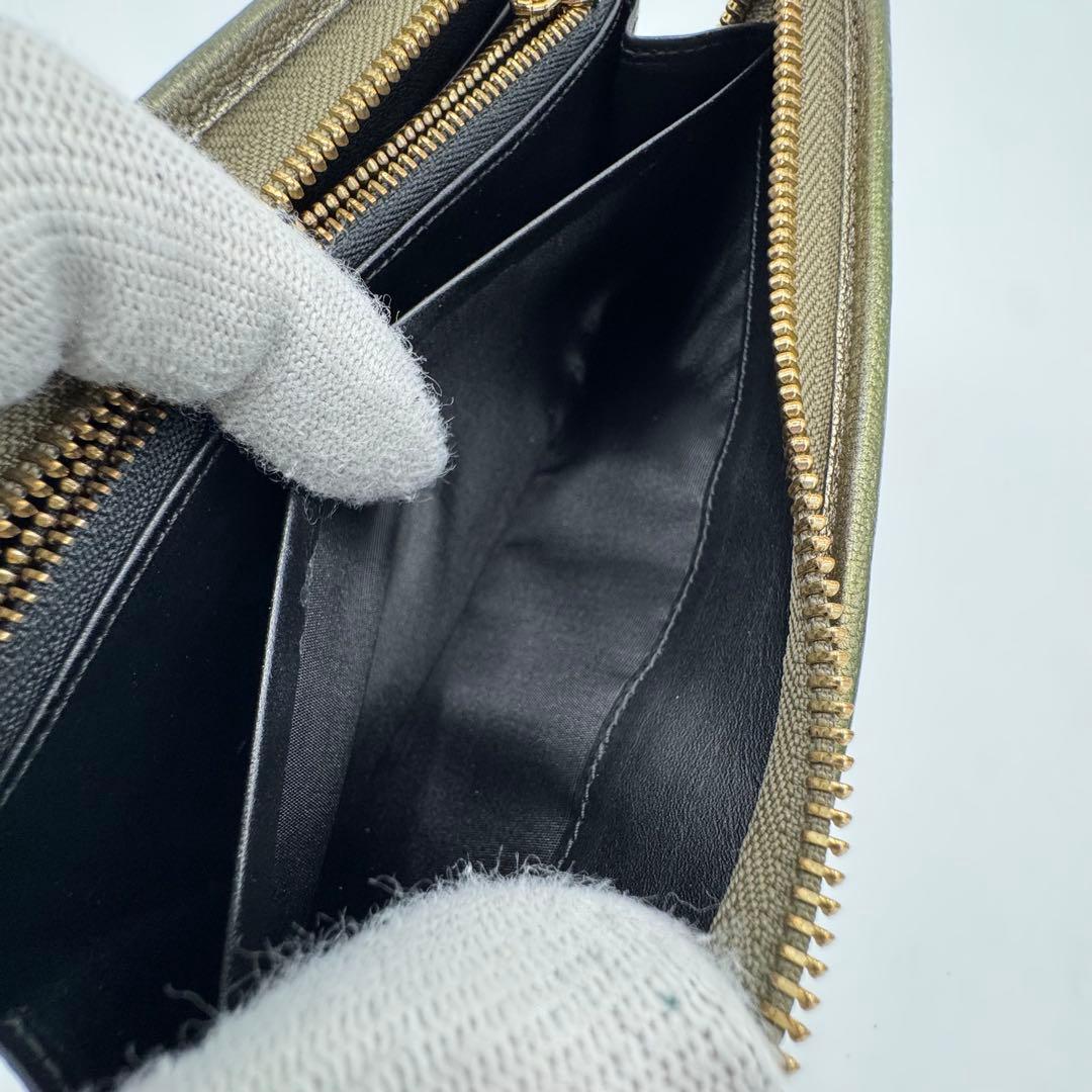 LOEWE ロエベ アナグラム レザー ラウンド 長財布 カーキゴールド