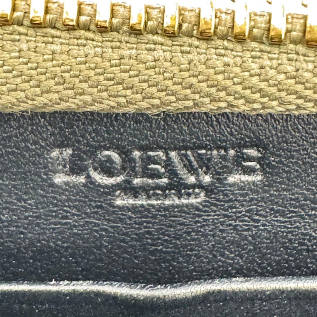 LOEWE ロエベ アナグラム レザー ラウンド 長財布 カーキゴールド