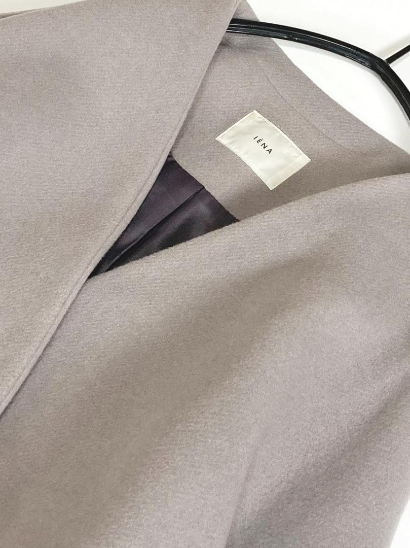 美品IENAイエナきれい色ゆったりシルエットMANTECOノーカラーコート♪.