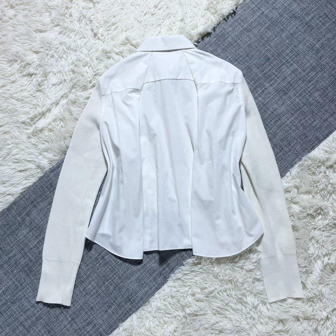 （美品）サカイ カットソー 綿100% 白 長袖シャツ ニット 切り替え