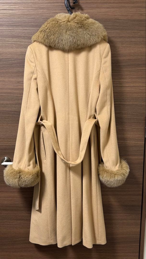 マテリア　アンゴラ混ベルテッドコート　フォックスファー