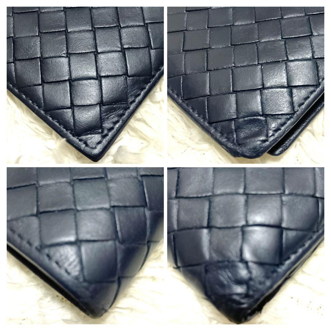 ボッテガヴェネタ　二つ折り財布　イントレチャート　ダークネイビー　レザー　正規品