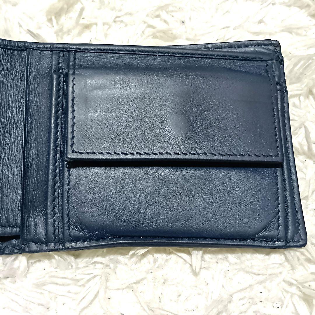 ボッテガヴェネタ　二つ折り財布　イントレチャート　ダークネイビー　レザー　正規品
