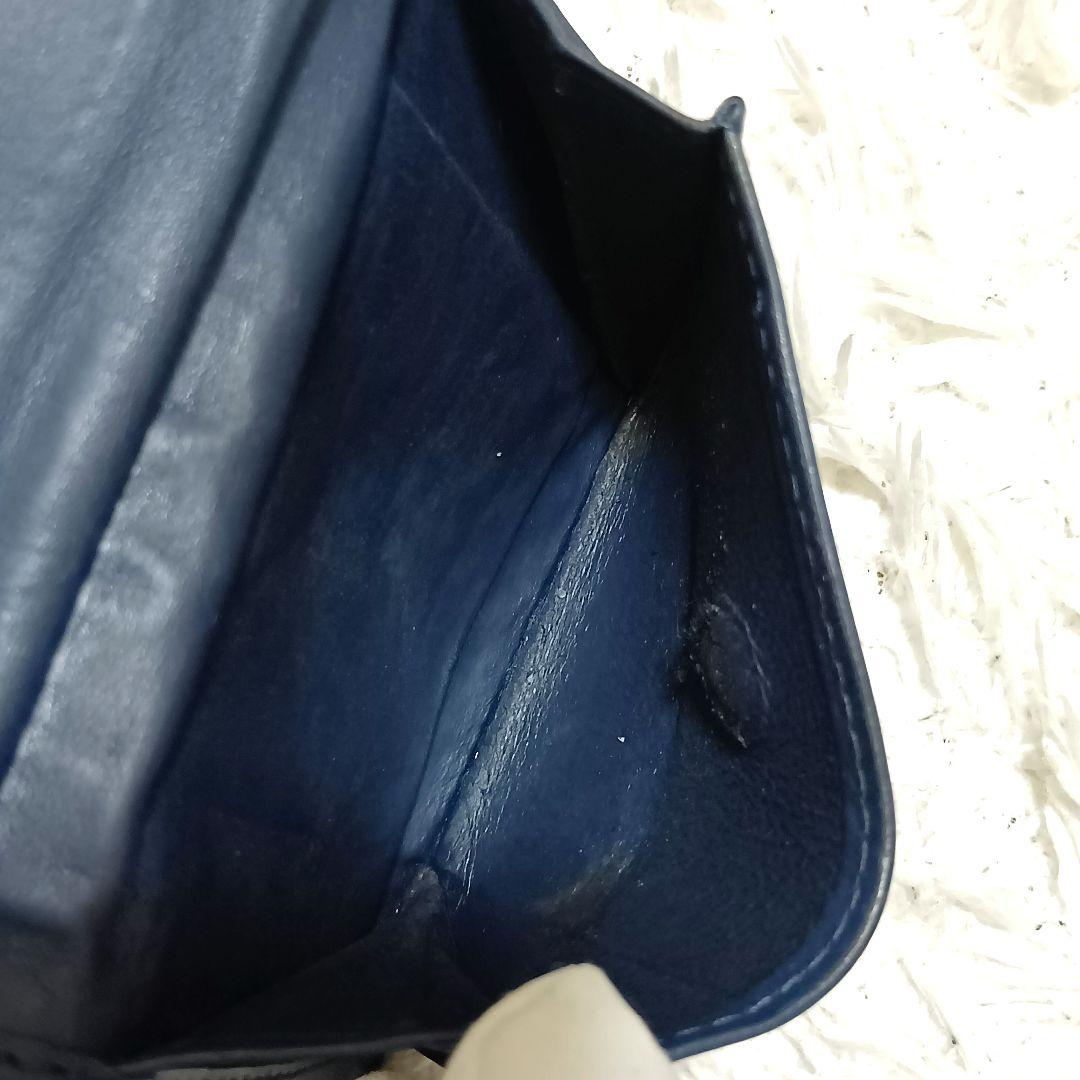 ボッテガヴェネタ　二つ折り財布　イントレチャート　ダークネイビー　レザー　正規品