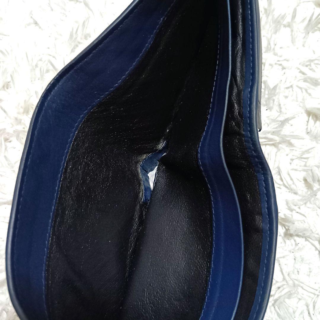 ボッテガヴェネタ　二つ折り財布　イントレチャート　ダークネイビー　レザー　正規品