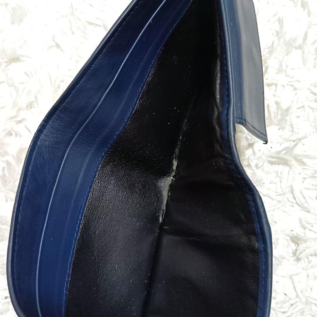 ボッテガヴェネタ　二つ折り財布　イントレチャート　ダークネイビー　レザー　正規品