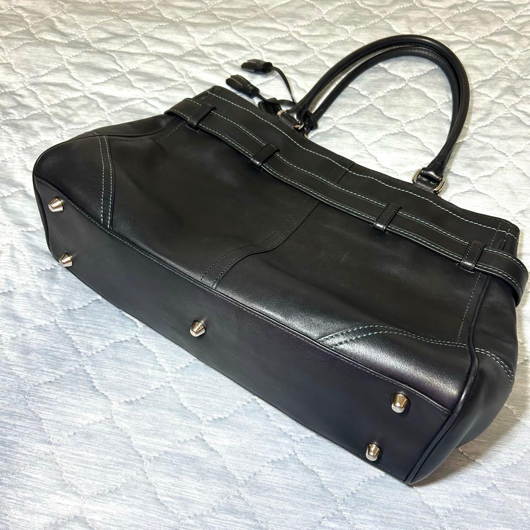 レア！グリーンステッチ COACH コーチ レザー キャリオールトート A4 黒