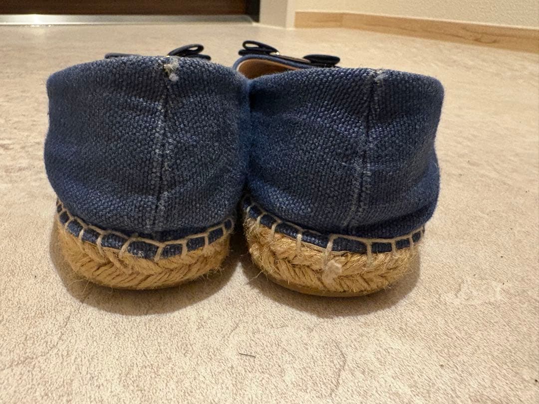 サルヴァトーレフェラガモ リボン エスパドリーユ パンプス 9 25.5サンダル