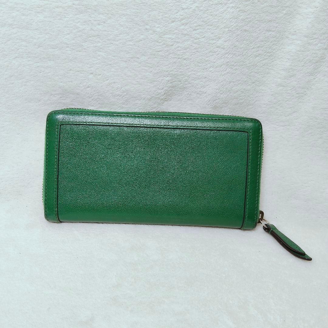 美品 付属付き 希少 グッチ 長財布 GG マーモント バンブー 緑