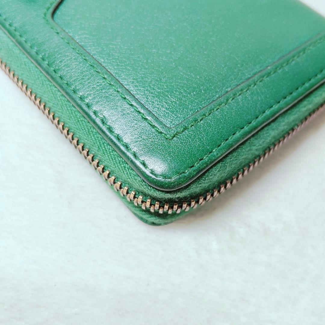美品 付属付き 希少 グッチ 長財布 GG マーモント バンブー 緑