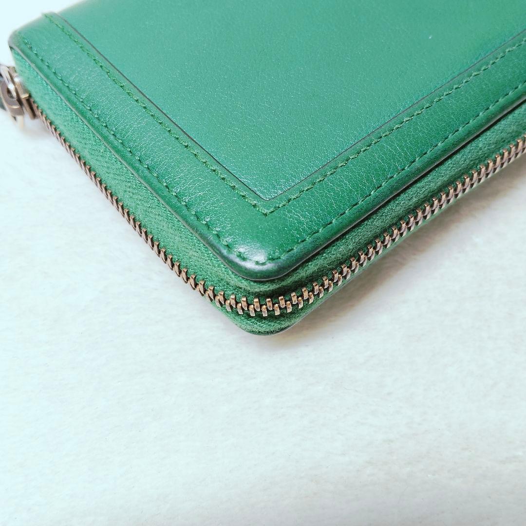 美品 付属付き 希少 グッチ 長財布 GG マーモント バンブー 緑