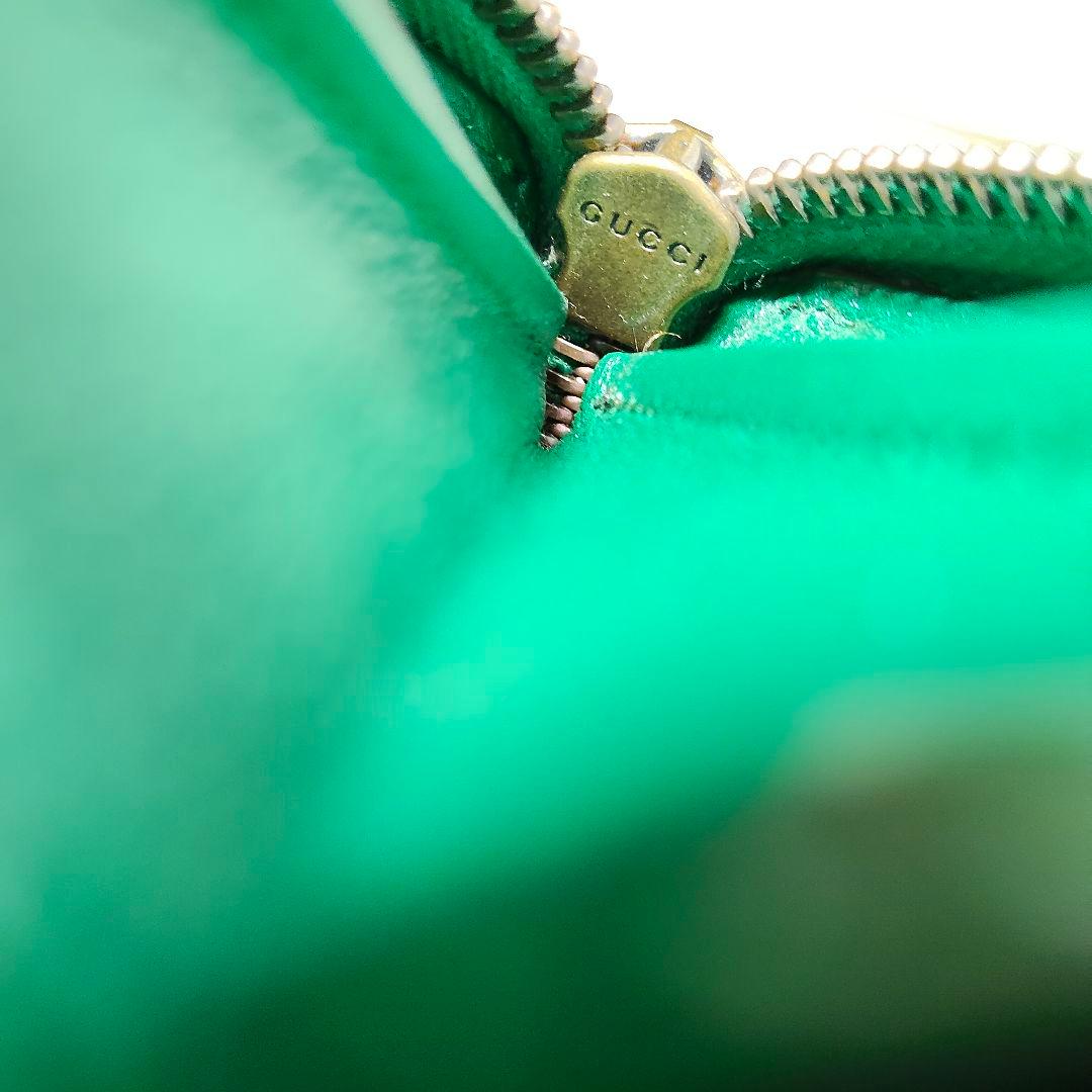 美品 付属付き 希少 グッチ 長財布 GG マーモント バンブー 緑