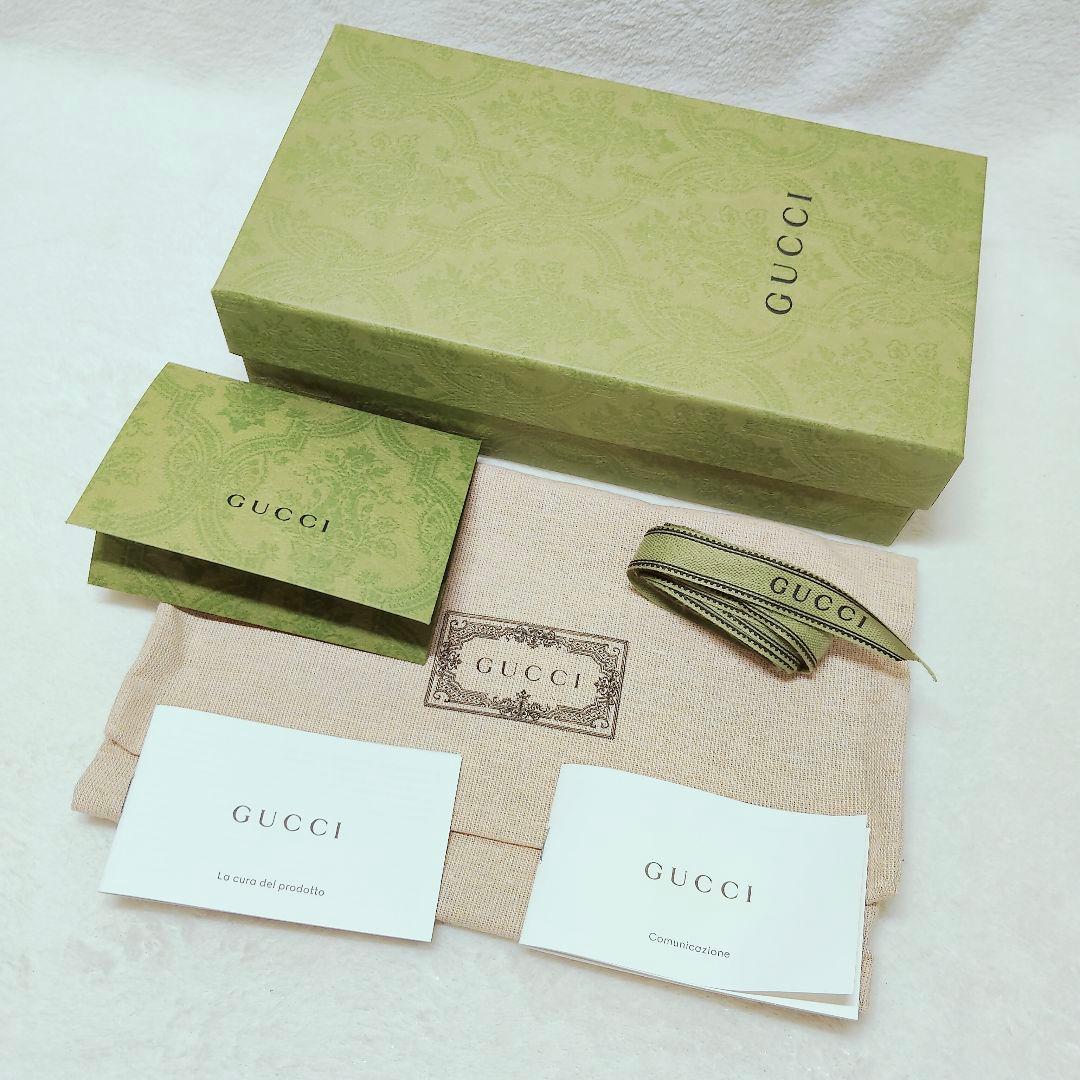 美品 付属付き 希少 グッチ 長財布 GG マーモント バンブー 緑