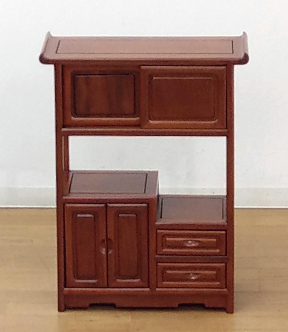 木製 唐木 花梨無垢 違い棚 飾り棚 茶棚 煎茶棚 茶箪笥 収納棚 キャビネット