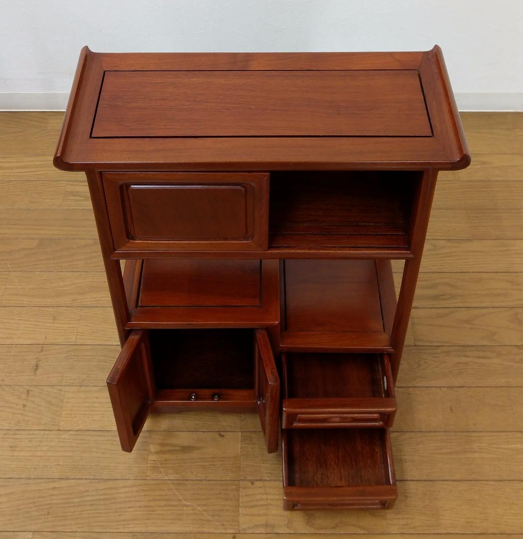 木製 唐木 花梨無垢 違い棚 飾り棚 茶棚 煎茶棚 茶箪笥 収納棚 キャビネット