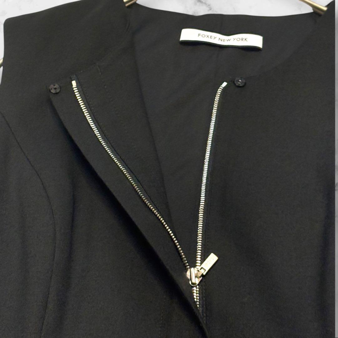 22年 FOXEY NY BELLA LUNA ダブルジップジレ 黒