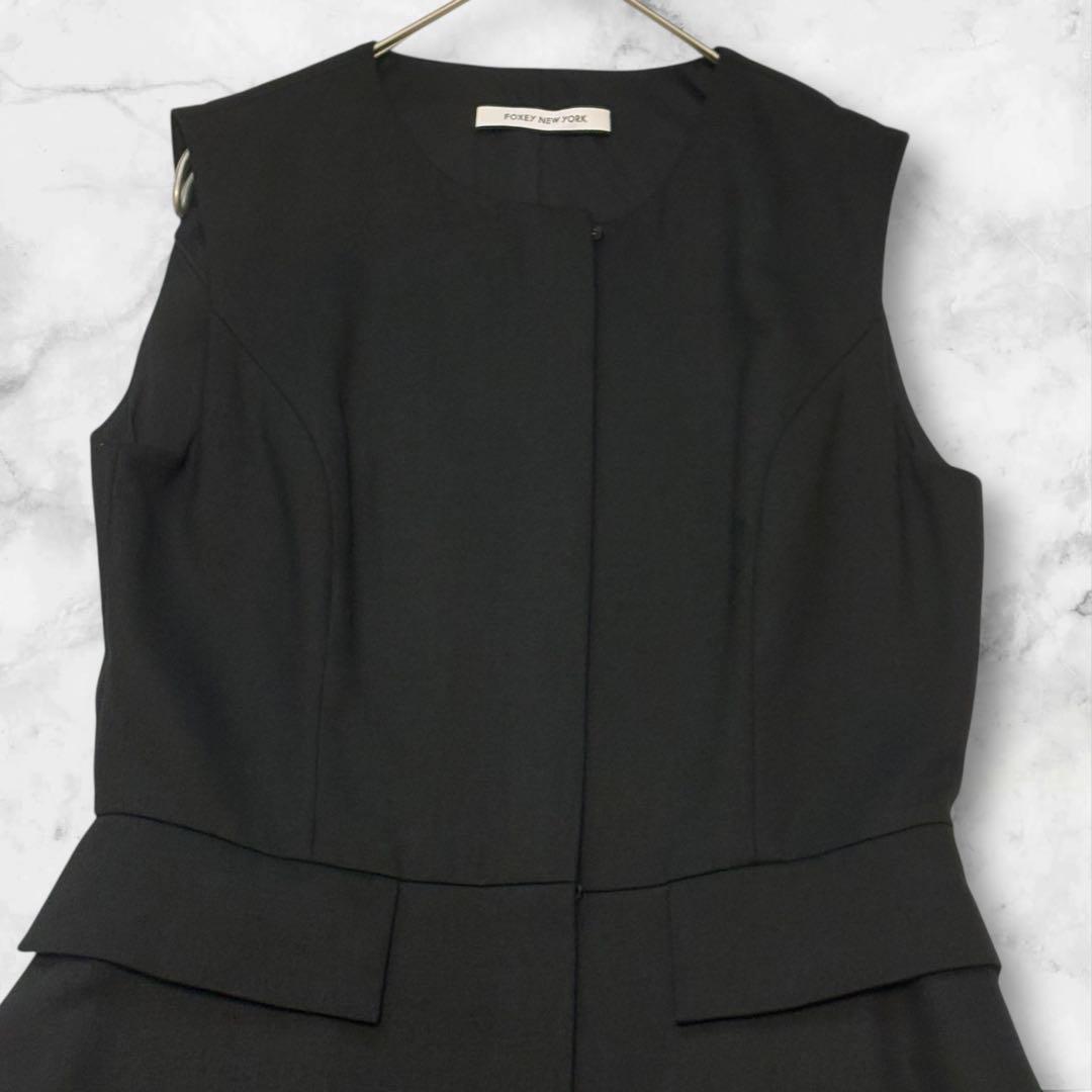 22年 FOXEY NY BELLA LUNA ダブルジップジレ 黒