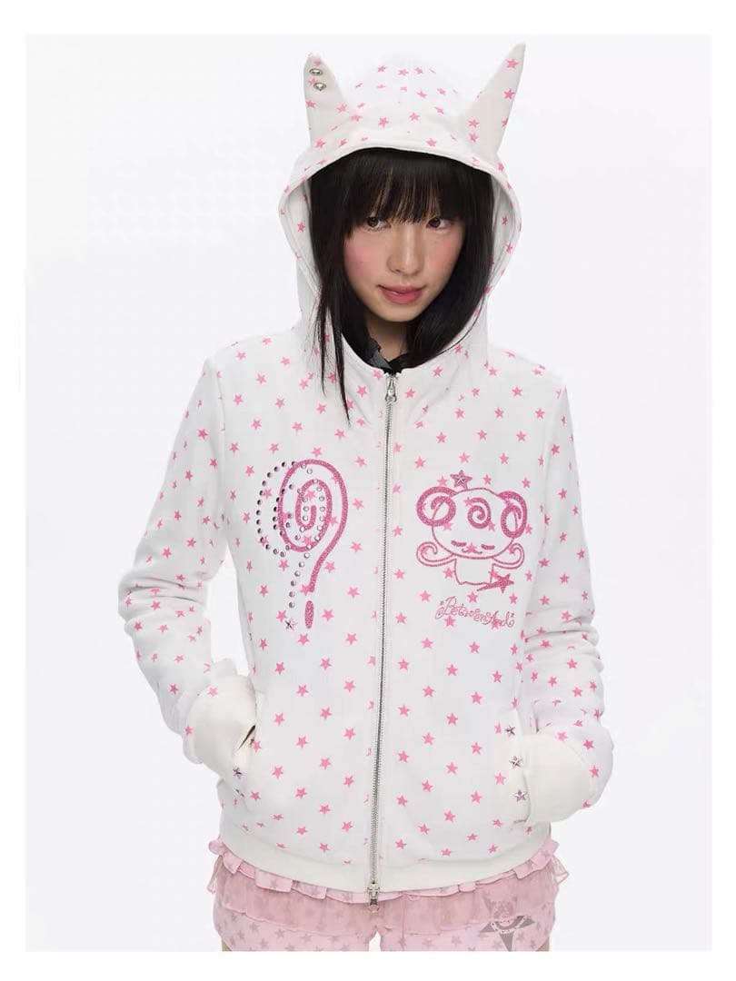 即発送 betweenand 星柄パーカー y2k 平成女児 しなこちゃん着用