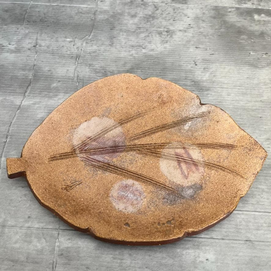 葉皿 平皿 大判 重要無形文化財 藤原雄工房 希少 1点もの アンティーク