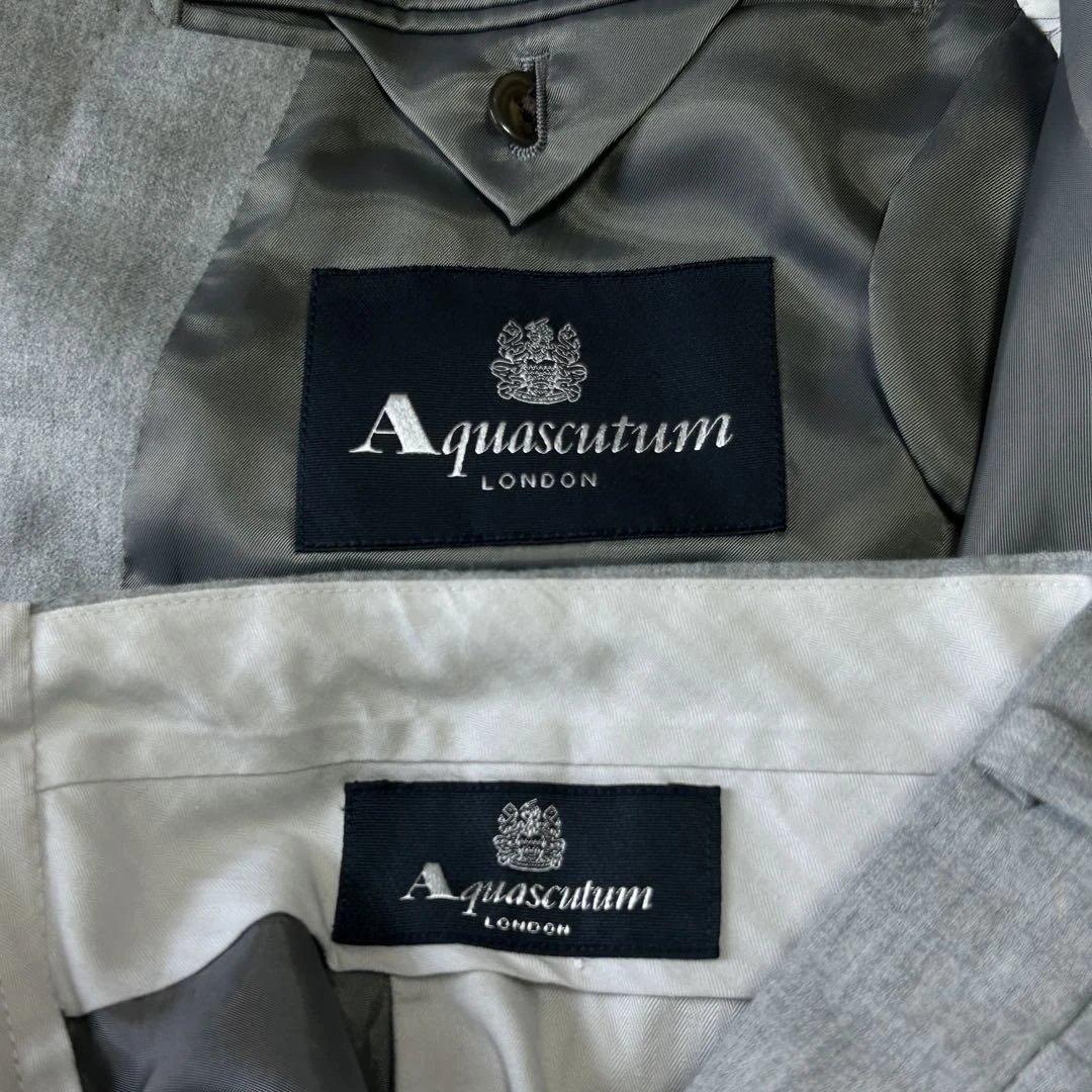 美品 20万 アクアスキュータム 日本製 フランネルウール シングルスーツA5