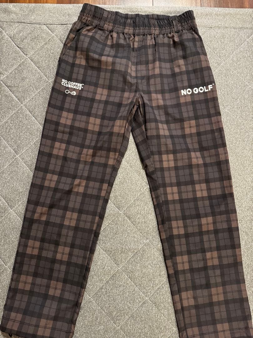 NO COFFEE × CLUBHAUS チェックパンツ　ゴルフ　ロゴ　XS