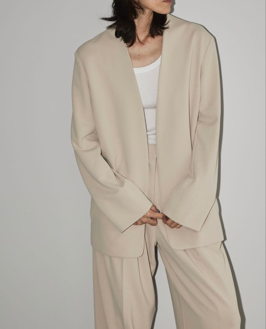 【todayful カラーレスツイルジャケット】　ノーカラー　サイズ36 入園式