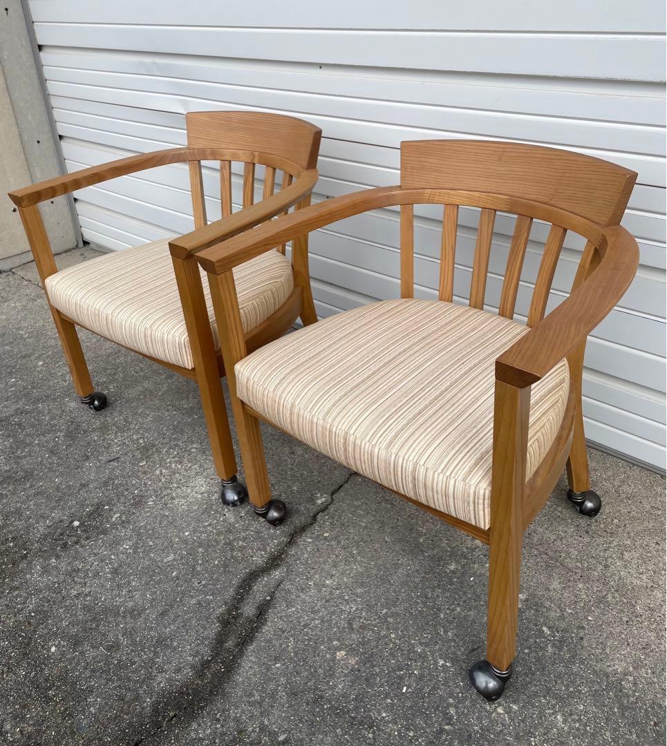 稀少/カリモク家具/ダイニングチェア/アームチェア/椅子/キャスター付き/②