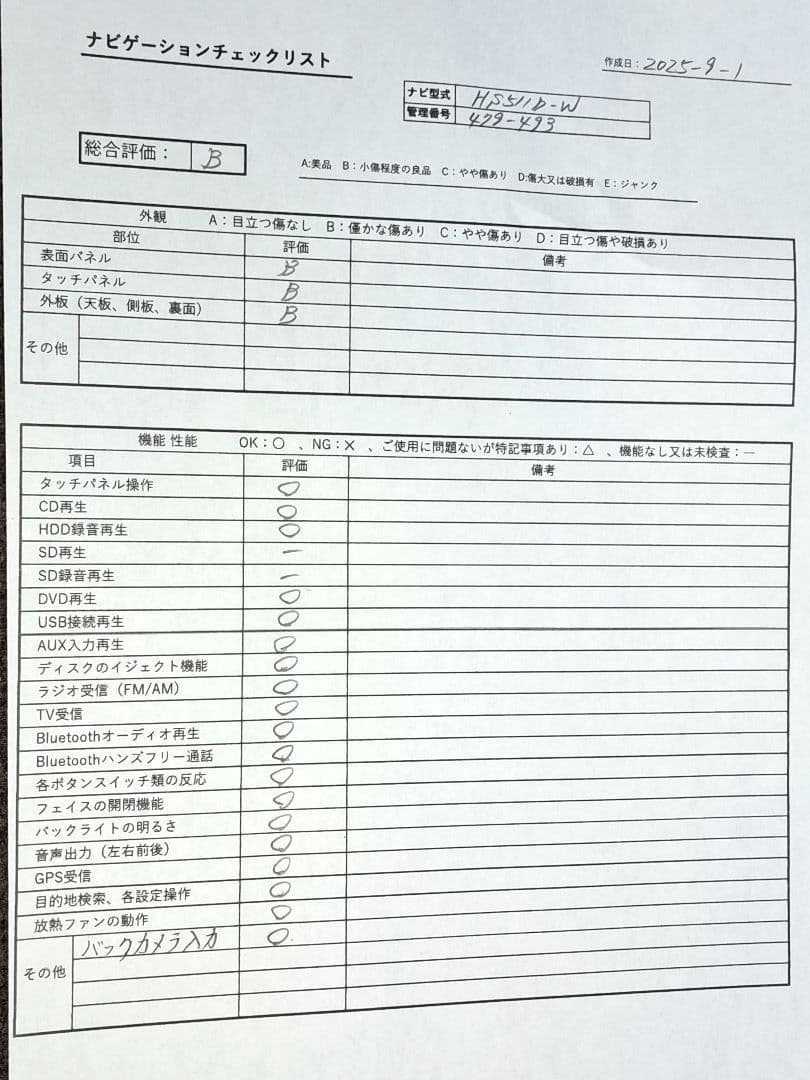 2018年地図◆日産純正 HS511D-W BT対応・4×4地デジTV◆動作良好