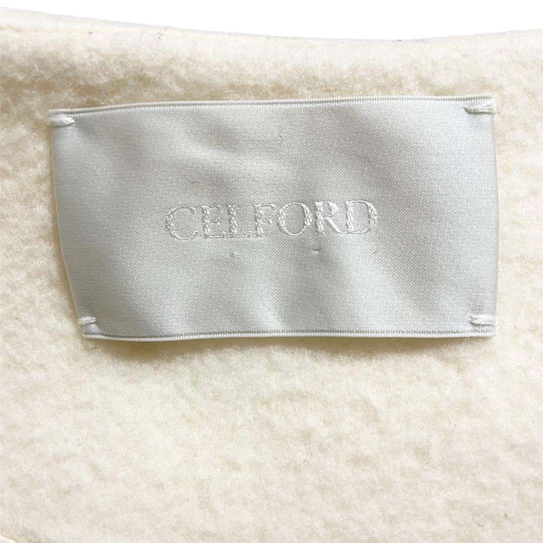 美品✨高級　セルフォード　クルーネックフレアコート　カシミヤ　ロング　アイボリー