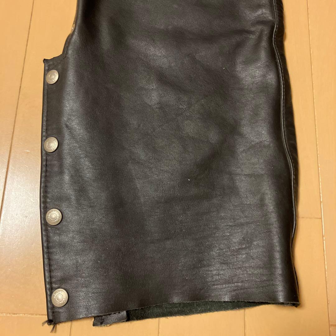 ブラックレザー チャップス　Schott オープンフロント　USA Sサイズ