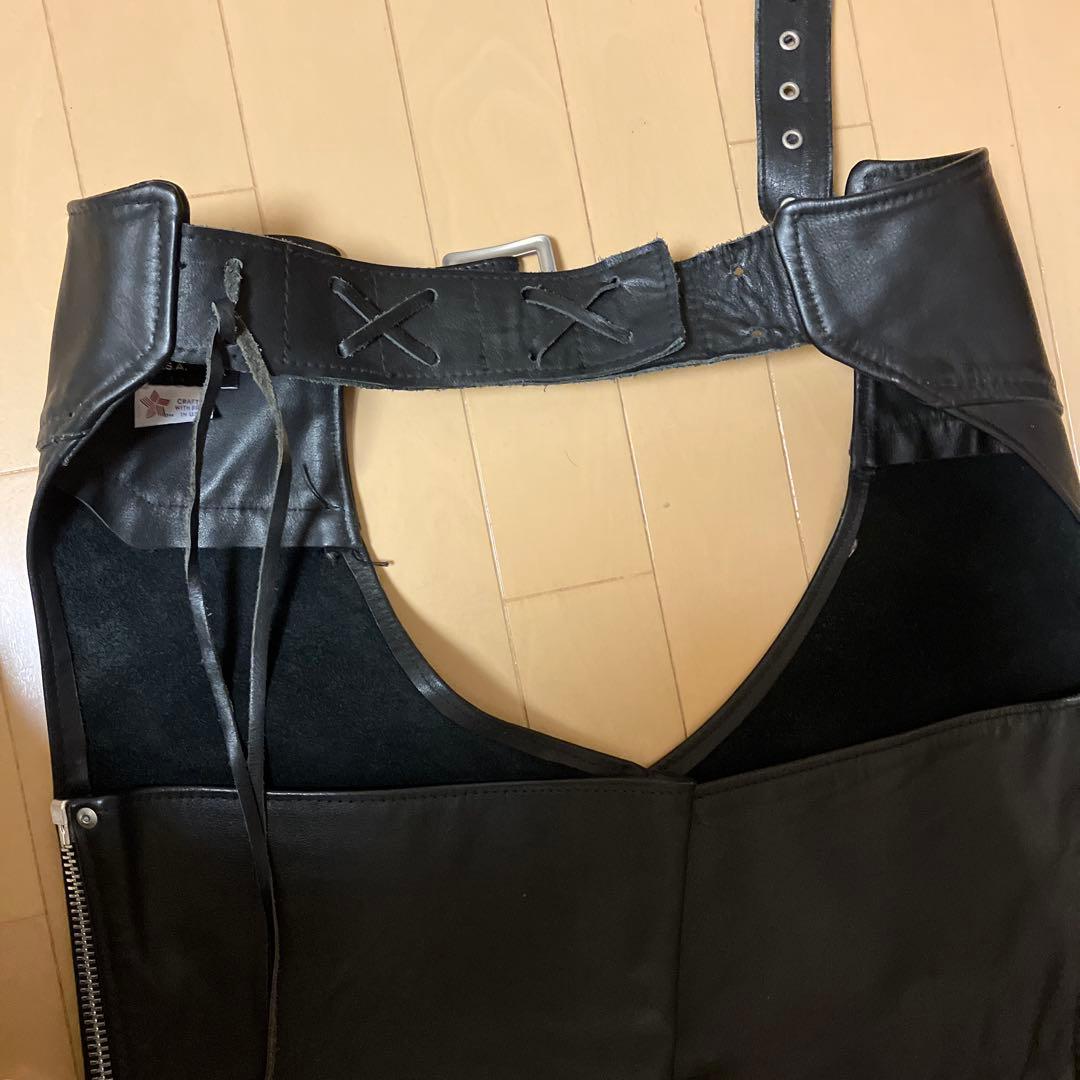 ブラックレザー チャップス　Schott オープンフロント　USA Sサイズ